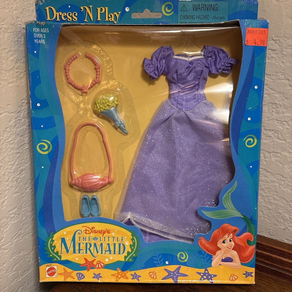 NRFB 1997 Mattel Disney Little Mermaid Dress N' Play Doll Fashion 69291 Purple
